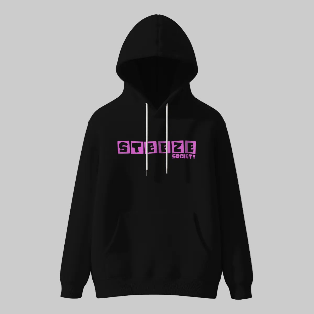 Steeze Society Block Logo Hoodie – Black/hot pink