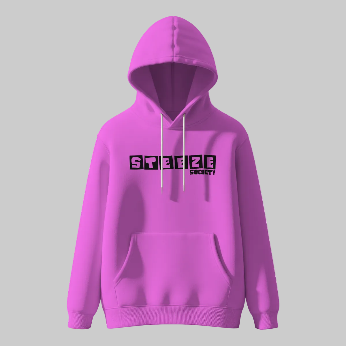 Steeze Society Block Logo Hoodie – Hot Pink
