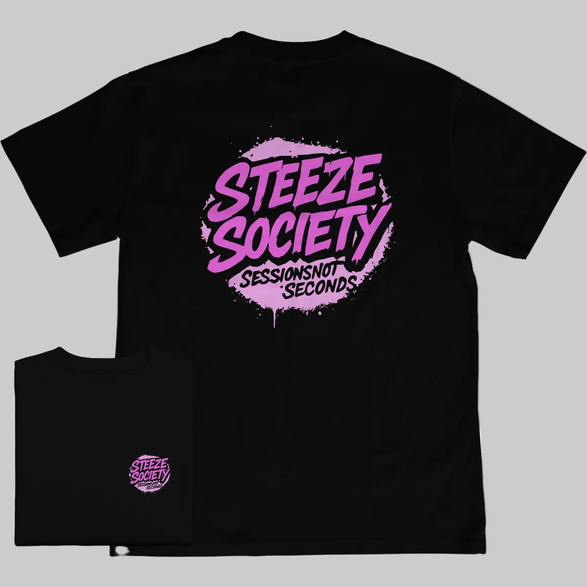 Steeze Society Logo Tee – Black / Pink