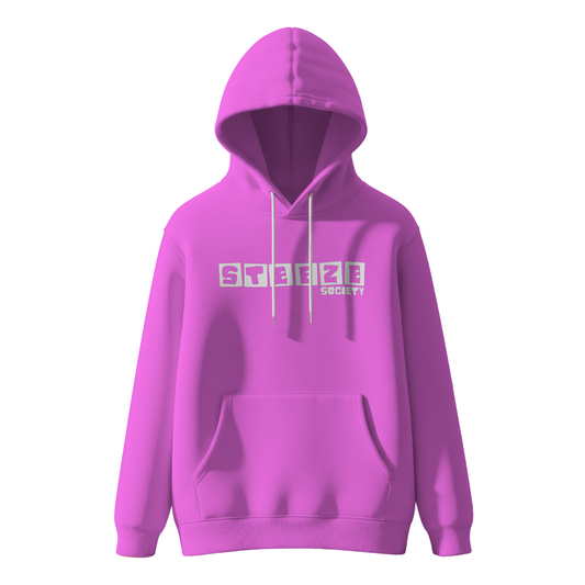 Steeze Society Classic Logo Hoodie – Hot Pink / White