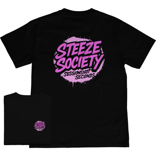 Steeze Society Logo Tee – Black / Pink