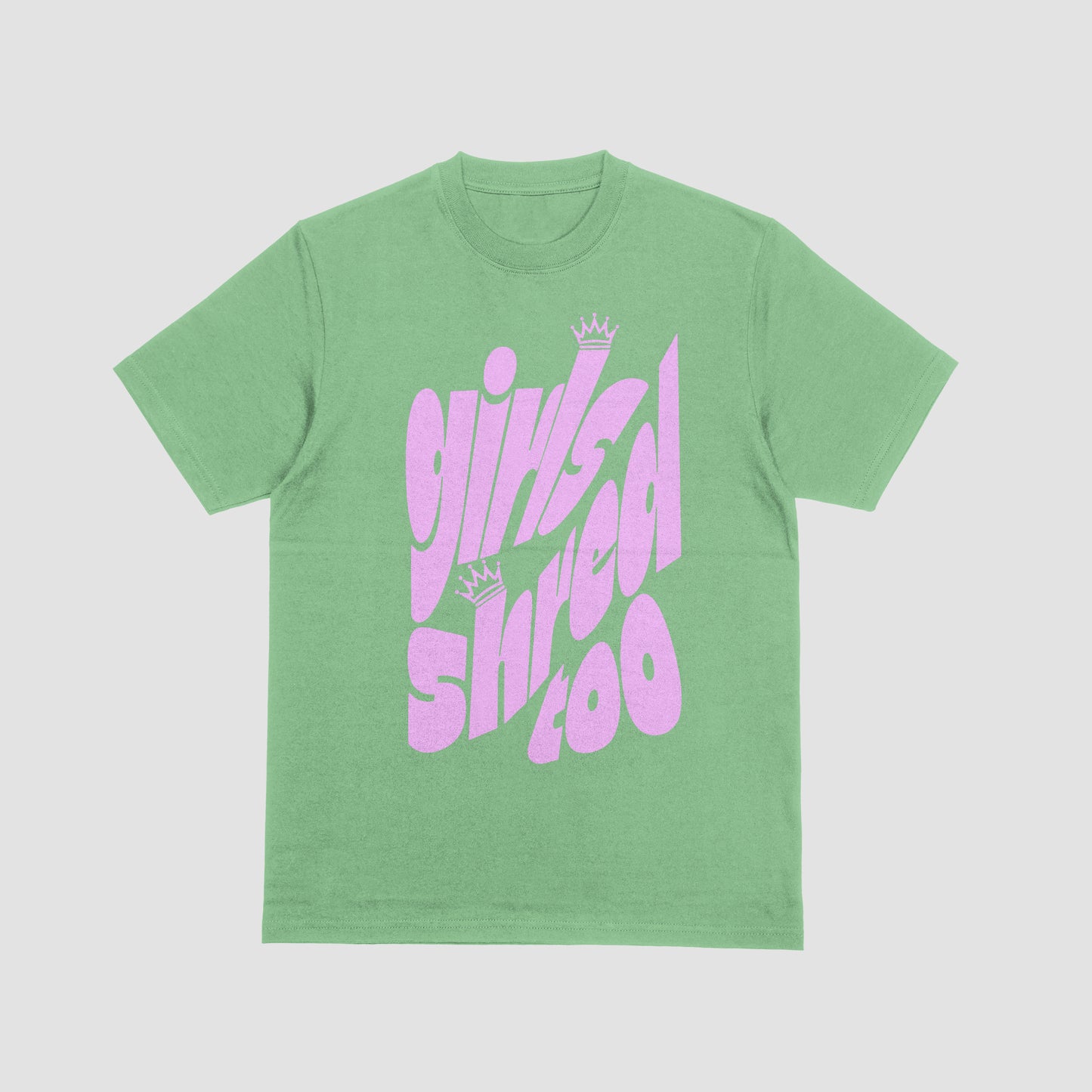 Girls Shred Too Tee – Green & Pink Edition